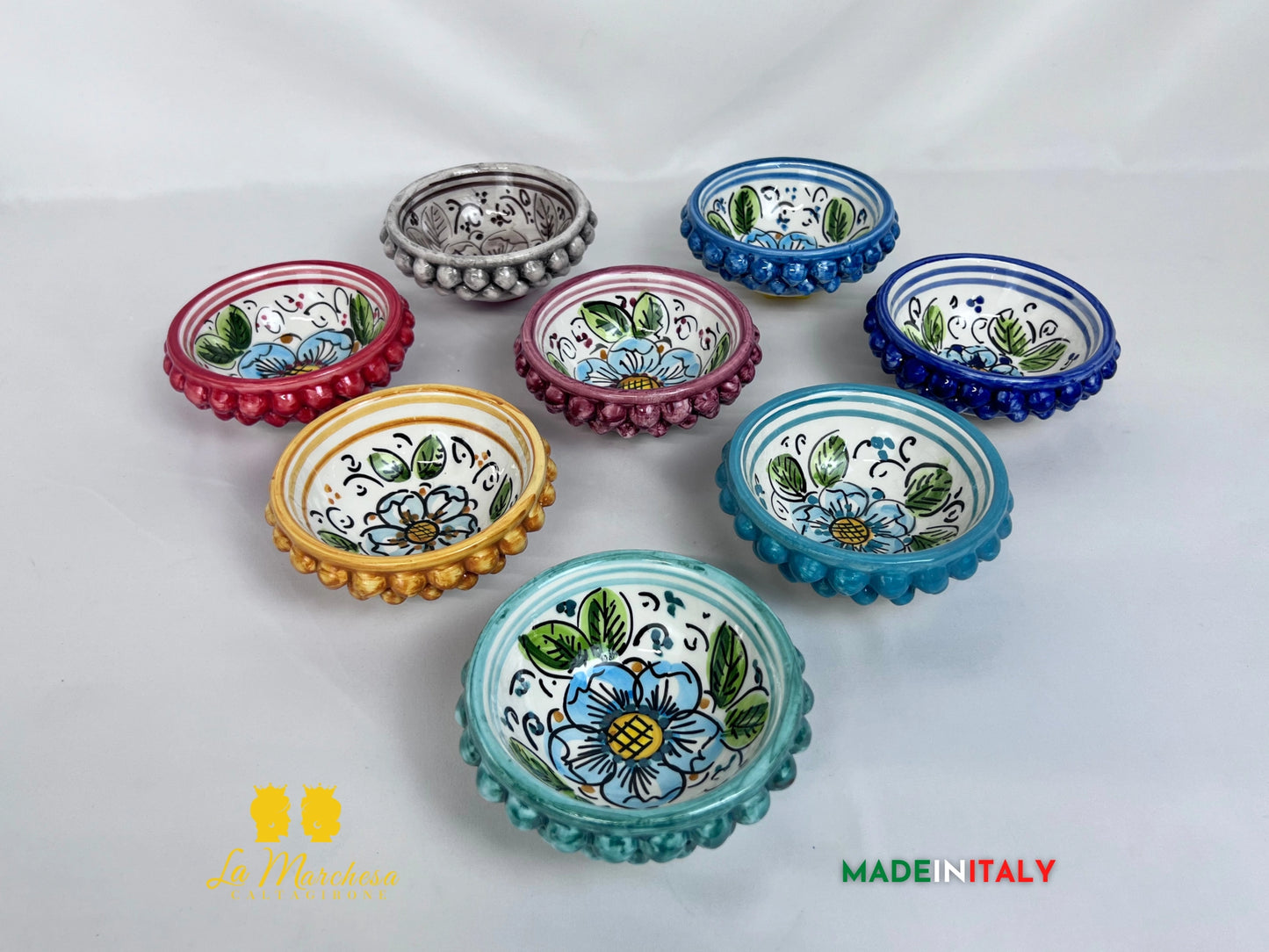 Ciotolina in Ceramica di Caltagirone decoro interno - vari colori (3)