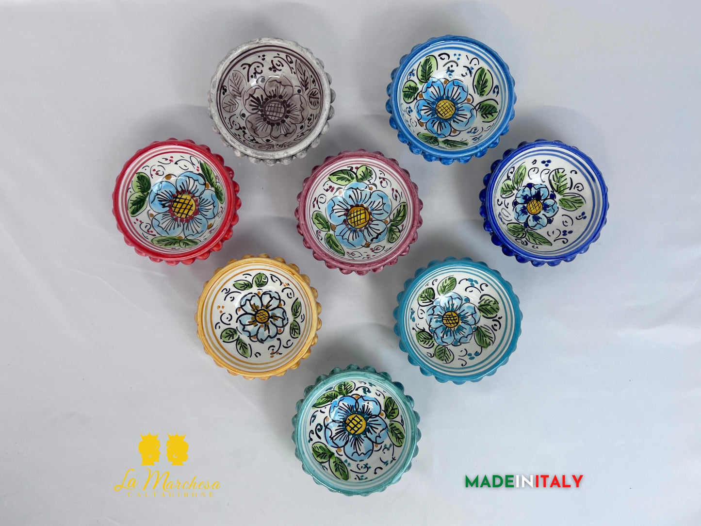 Ciotolina in Ceramica di Caltagirone decoro interno - vari colori (3)