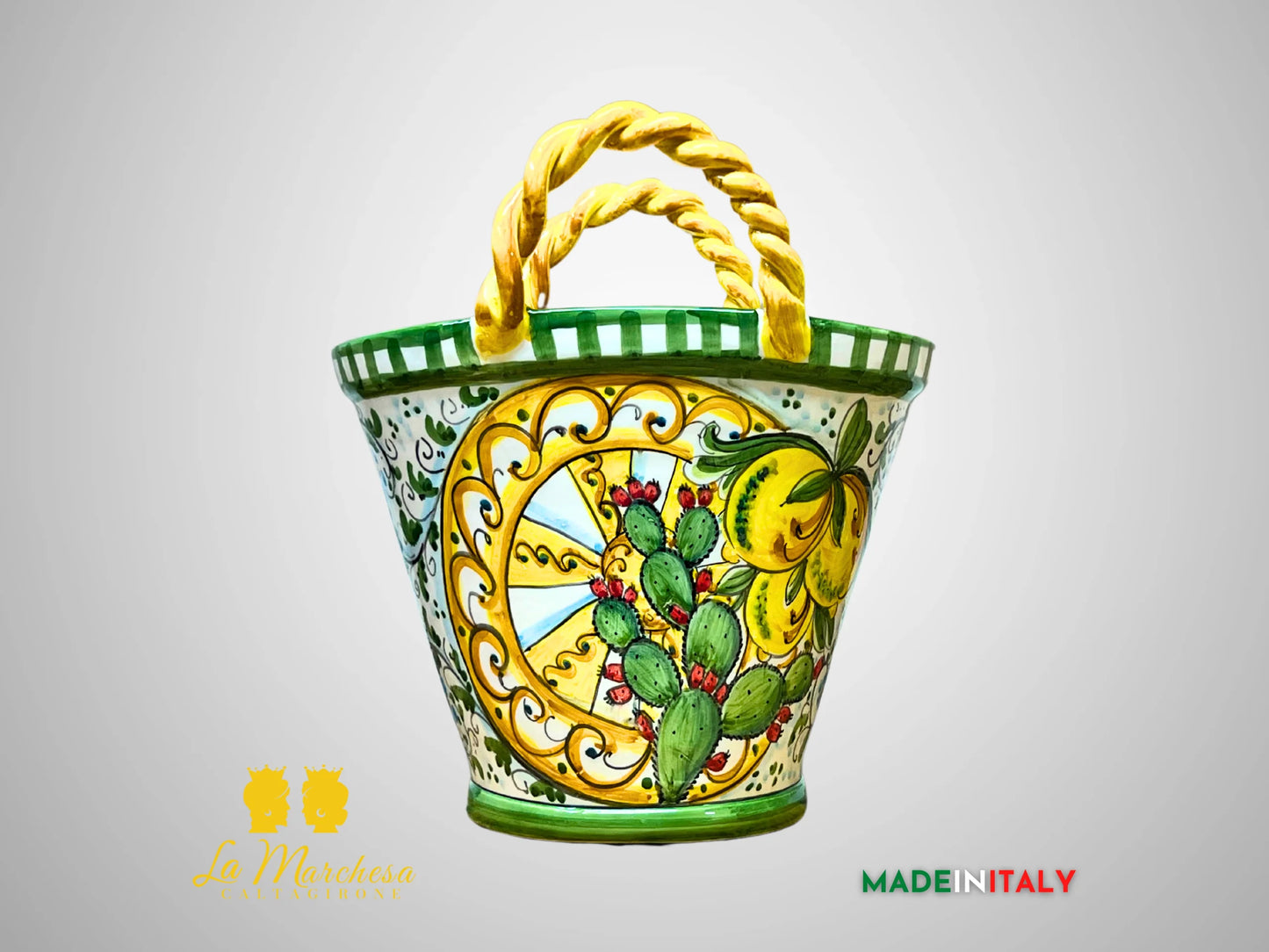 Coffa Siciliana Portavaso Ceramica di Caltagirone carretto - varie misure (2)
