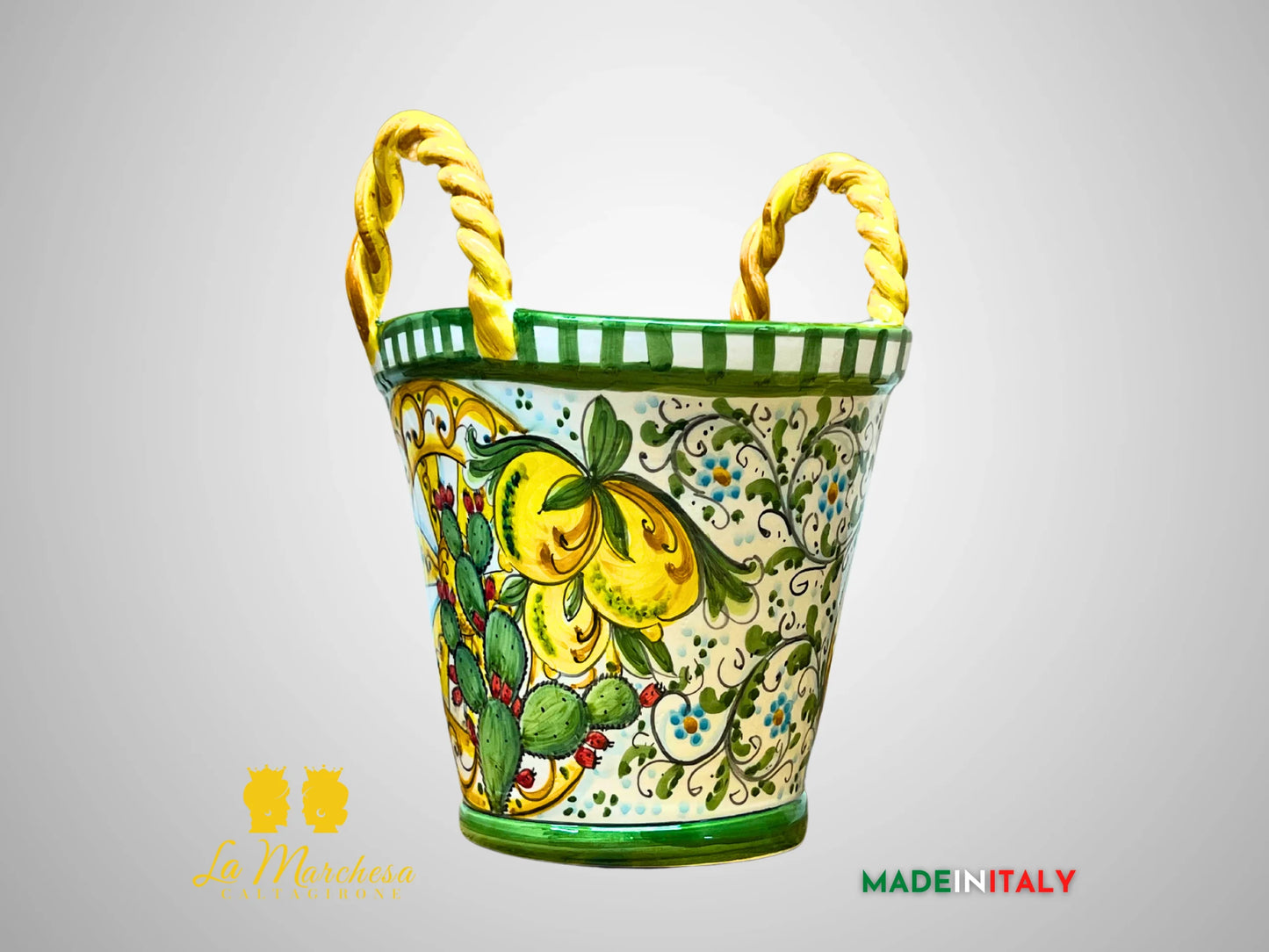 Coffa Siciliana Portavaso Ceramica di Caltagirone carretto - varie misure