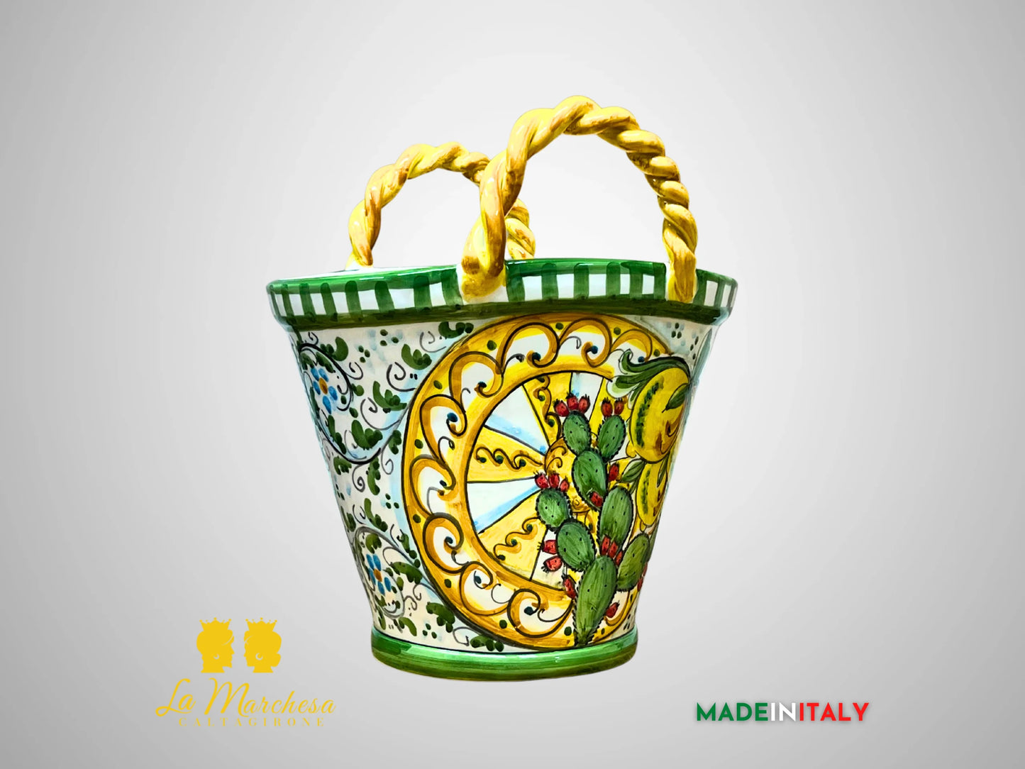 Coffa Siciliana Portavaso Ceramica di Caltagirone carretto - varie misure