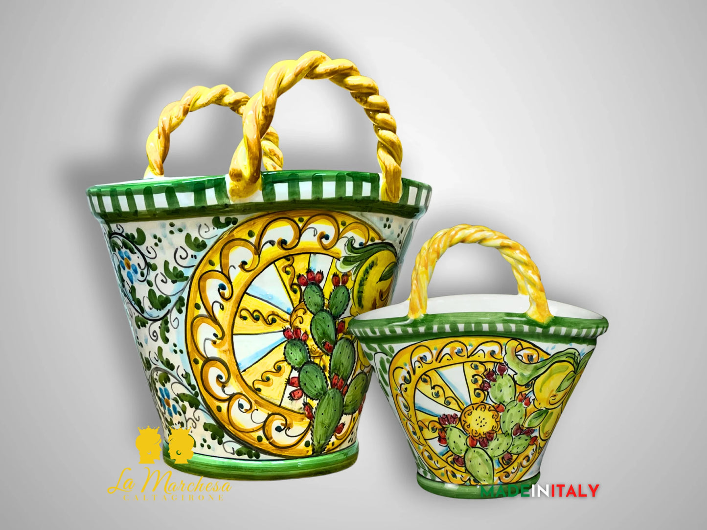 Coffa Siciliana Portavaso Ceramica di Caltagirone carretto - varie misure