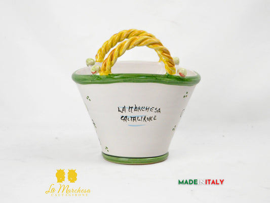 Coffa Decoro Sole e Fichi in Ceramica di Caltagirone 22cm