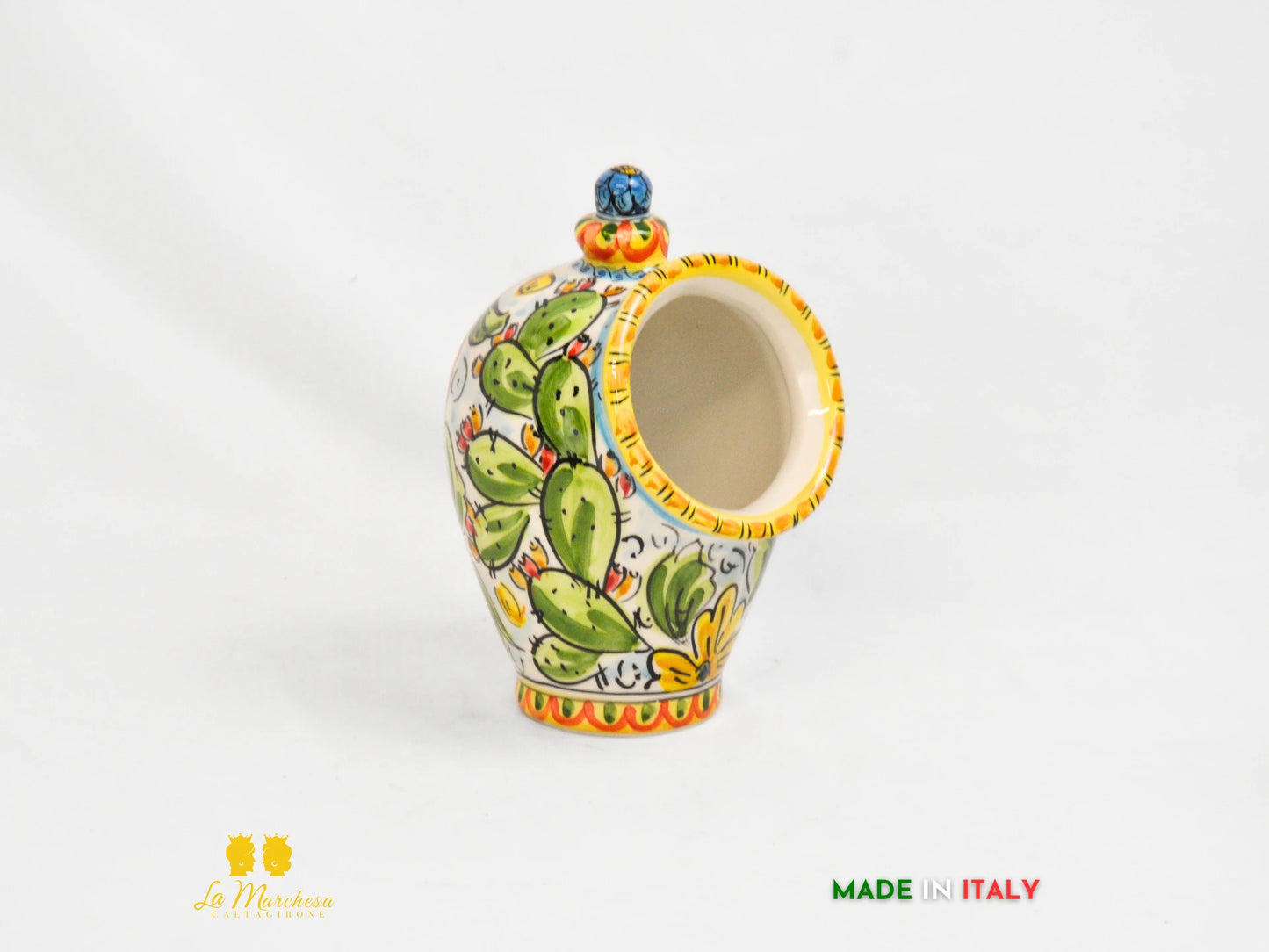 Contenitore Saliera siciliana Ceramica di Caltagirone ornato frutta 25cm