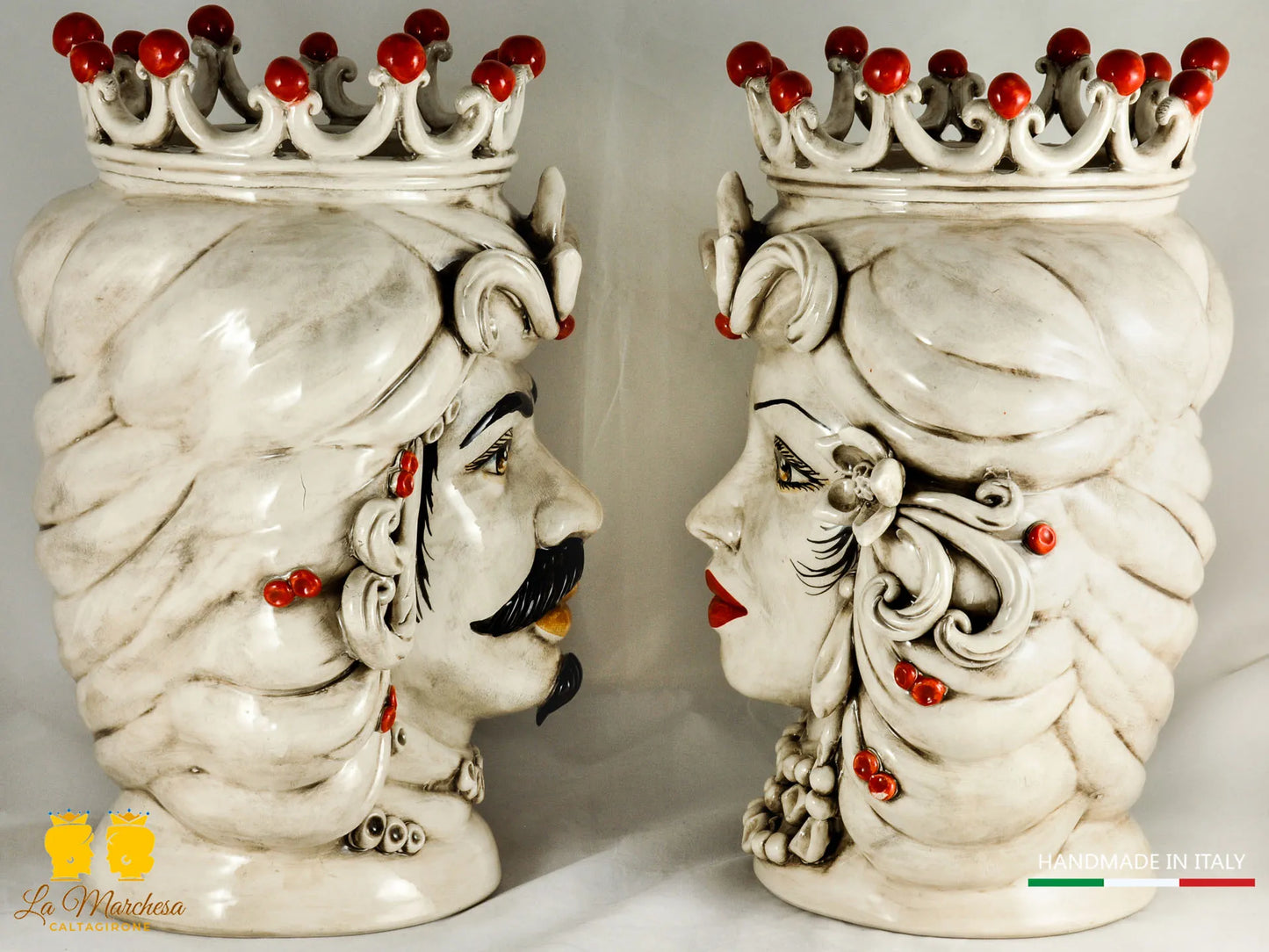 Teste di Moro in Ceramica di Caltagirone fumé 36cm