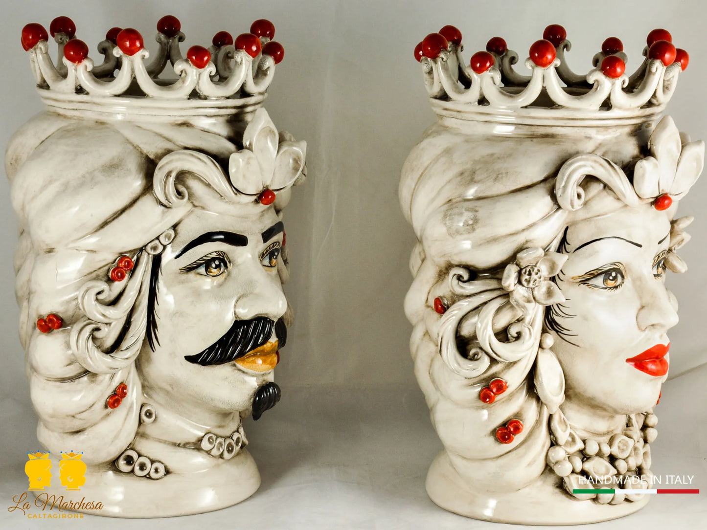 Teste di Moro in Ceramica di Caltagirone fumé 36cm