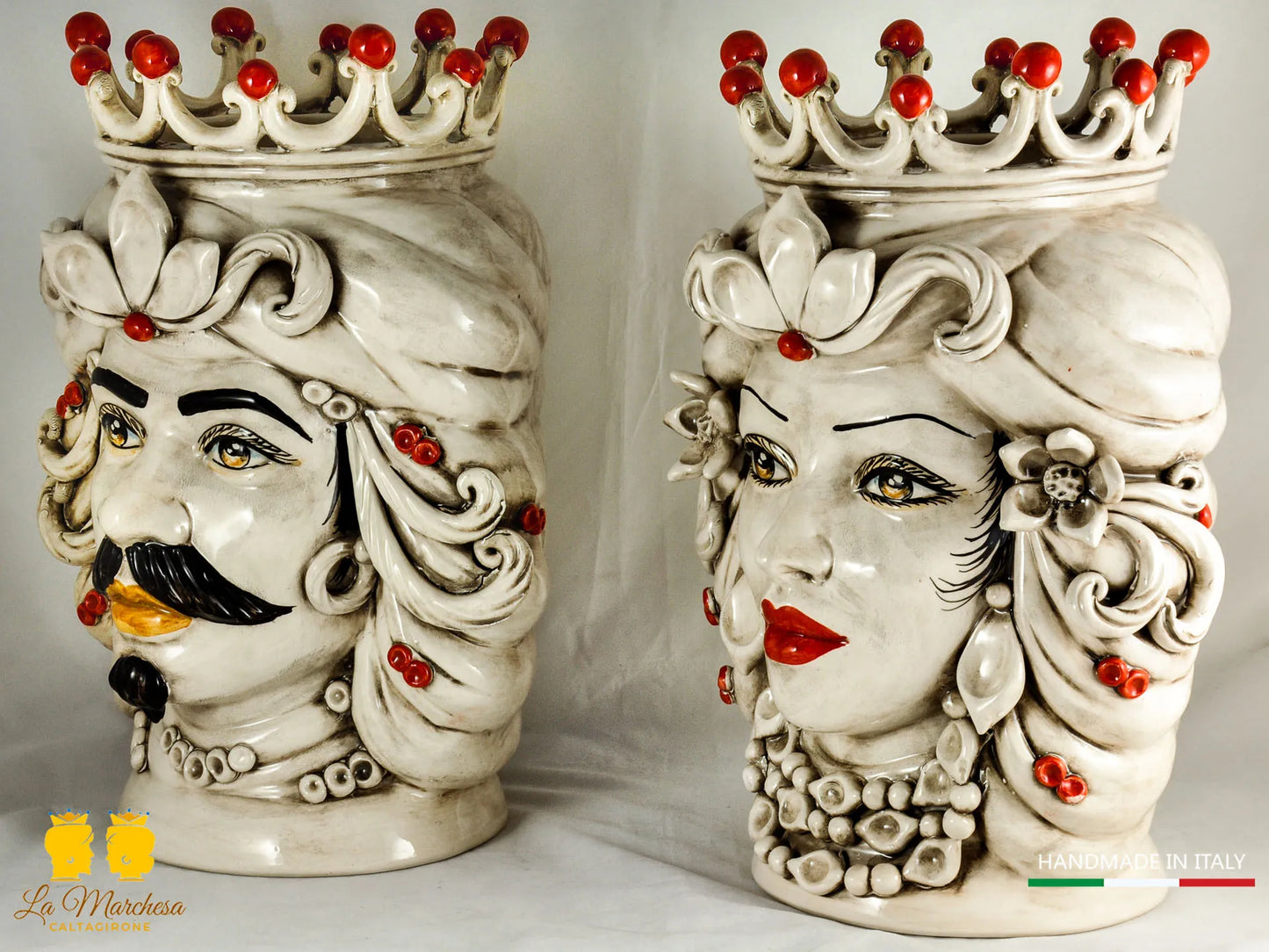 Teste di Moro in Ceramica di Caltagirone fumé 36cm