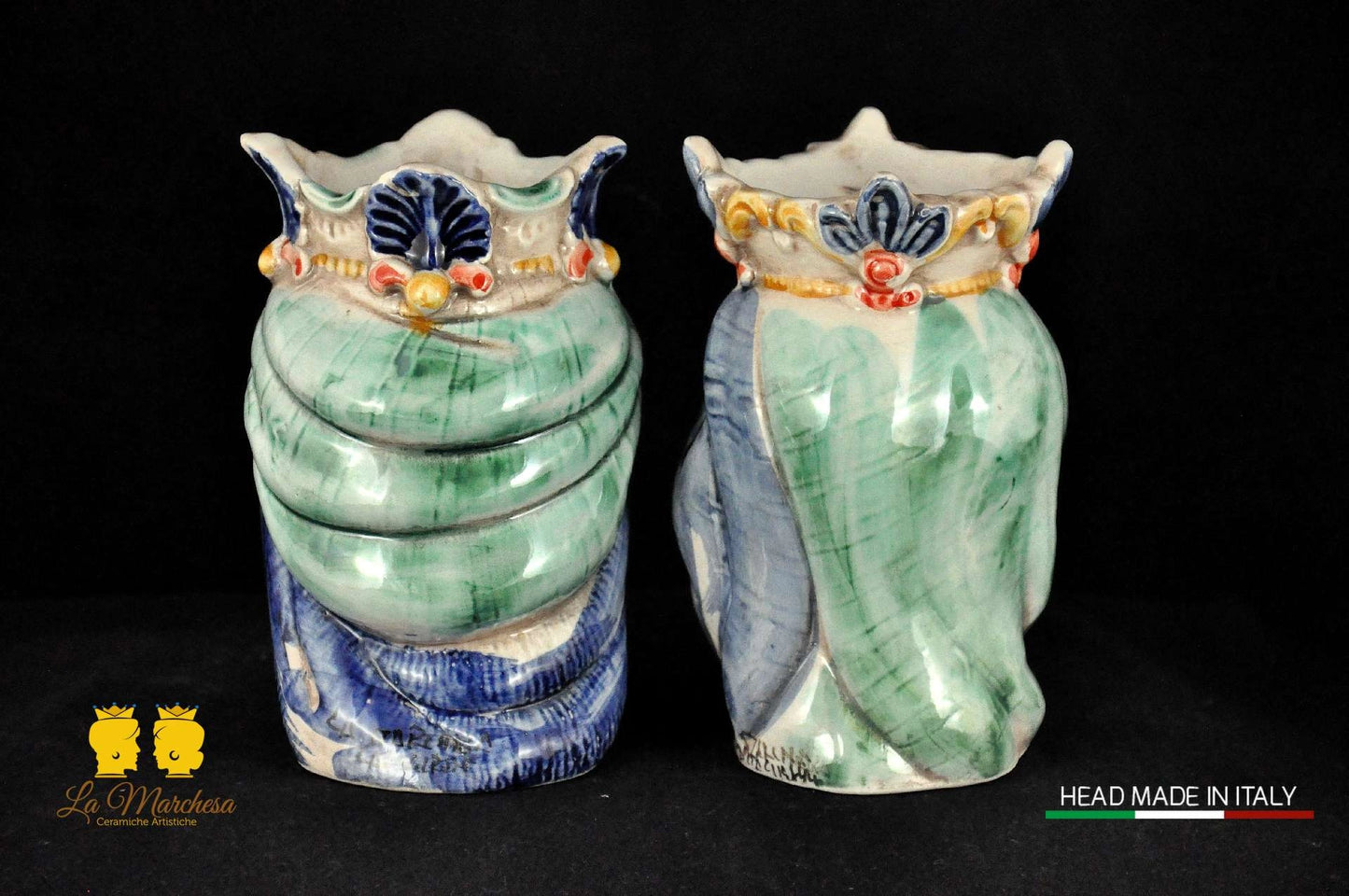 Coppia di Teste di Moro in Ceramica di Caltagirone Afro H14 - Vari modelli