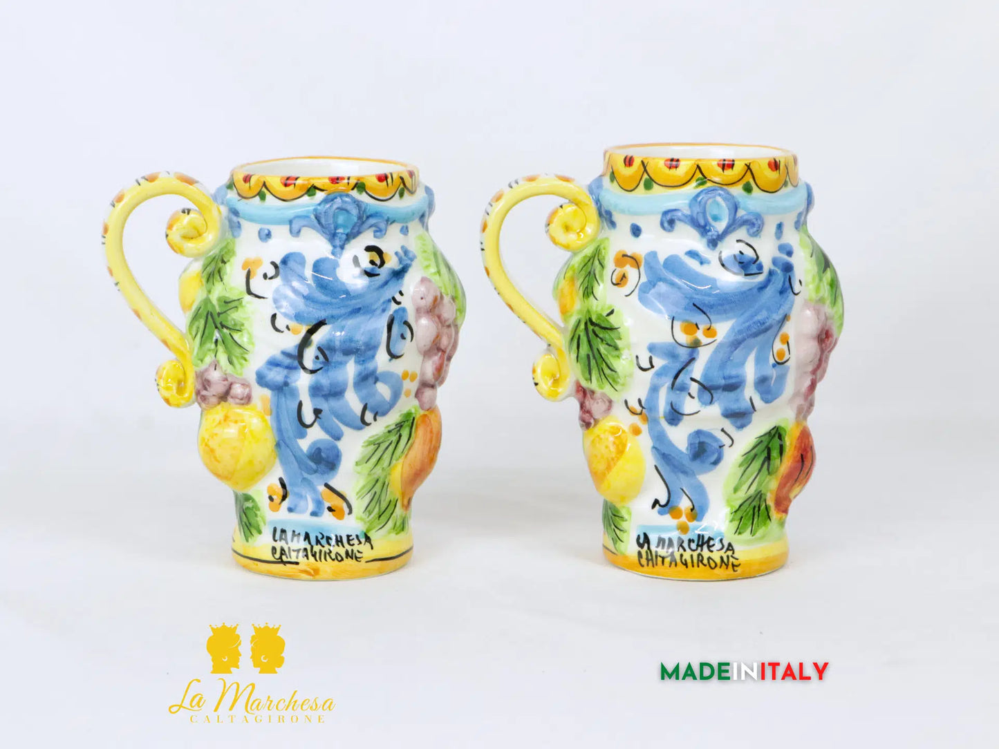 Tazza Teste di Moro in Ceramica di Caltagirone manico 15cm