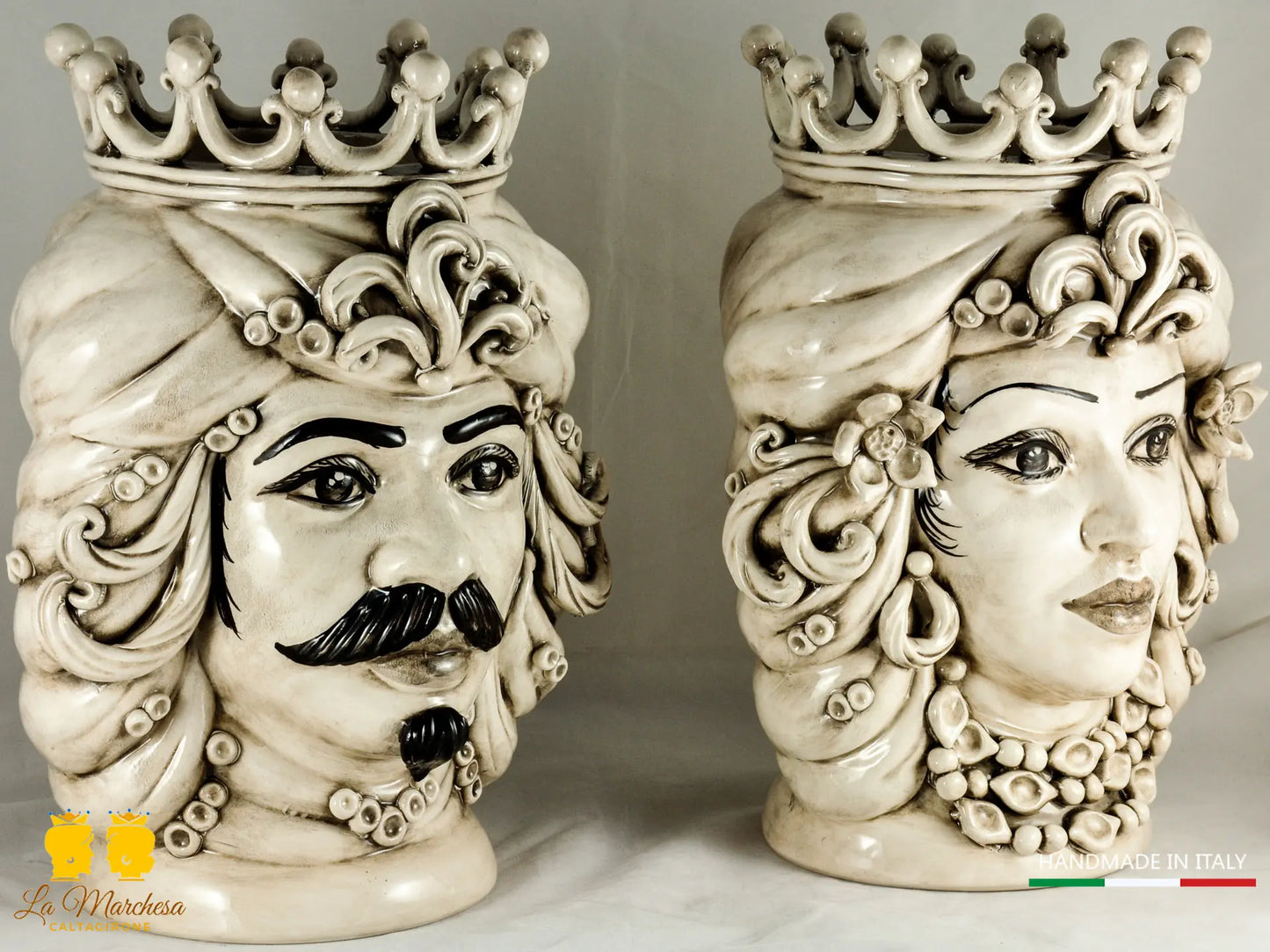 Teste di Moro in Ceramica di Caltagirone fumé 36cm