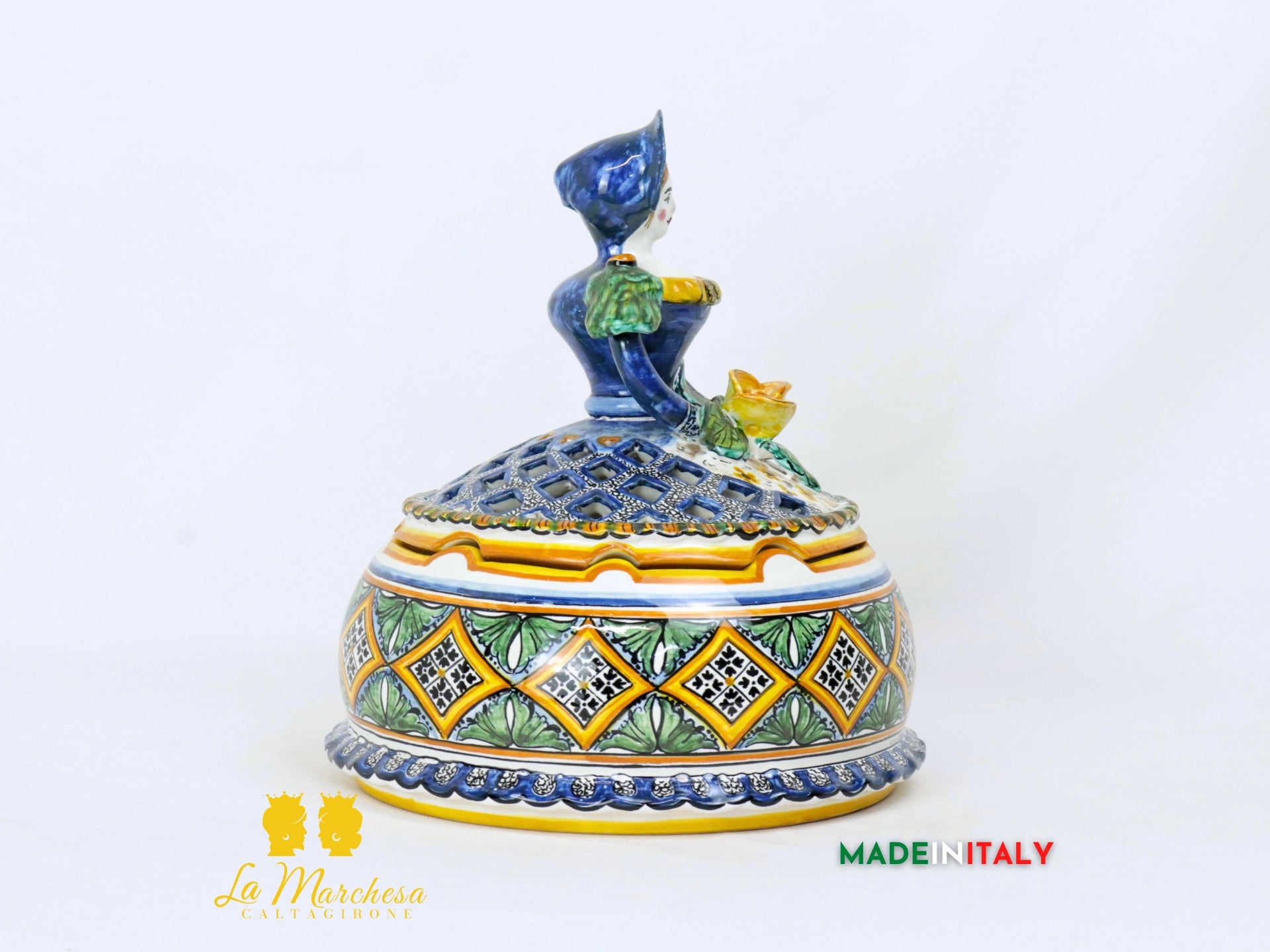 Dama Bambola contenitore porta gioie in ceramica di Caltagirone (3)