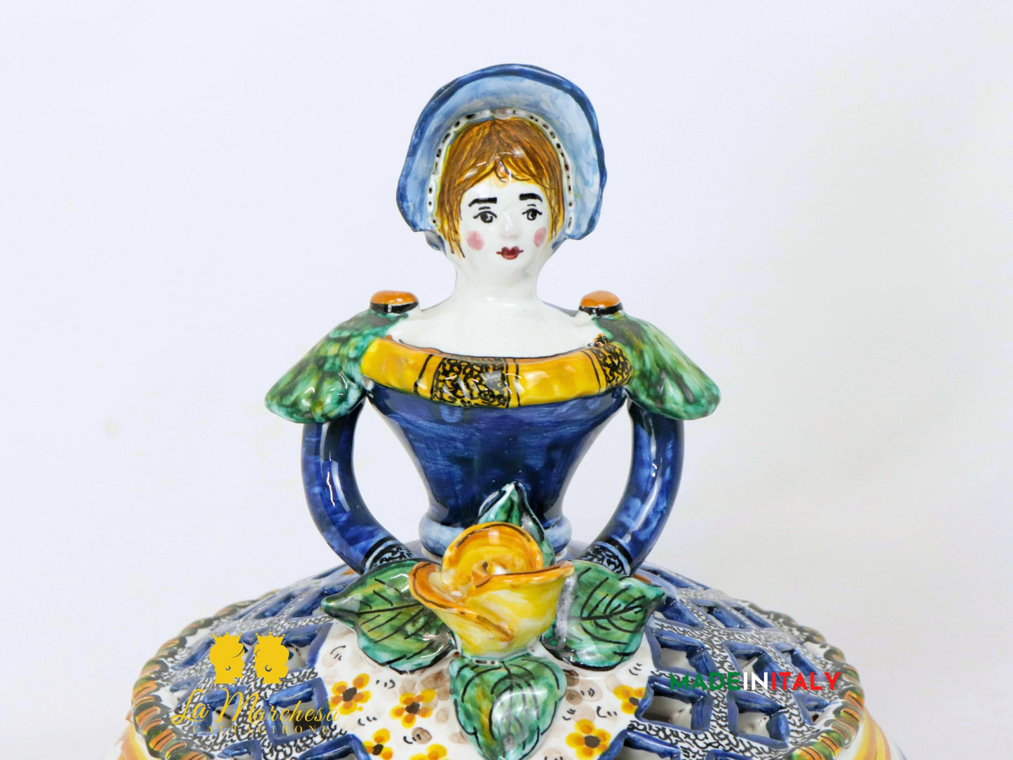 Dama Bambola contenitore porta gioie in ceramica di Caltagirone (5)