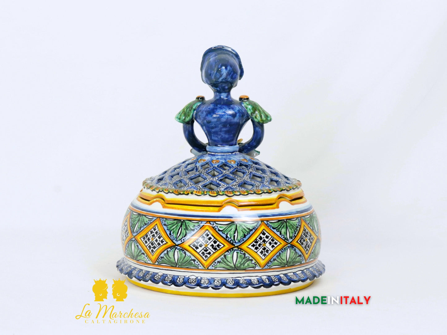 Dama Bambola contenitore porta gioie in ceramica di Caltagirone (5)
