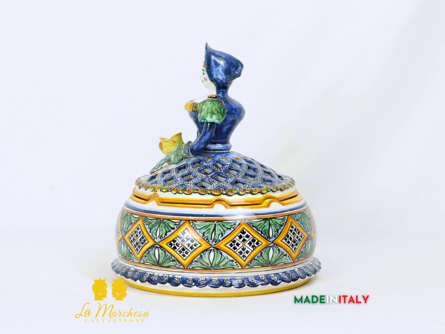 Dama Bambola contenitore porta gioie in ceramica di Caltagirone (5)