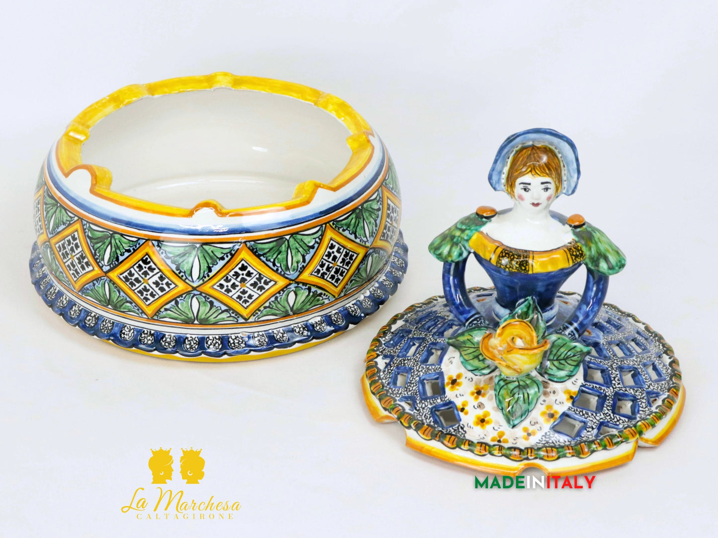Dama Bambola contenitore porta gioie in ceramica di Caltagirone (5)