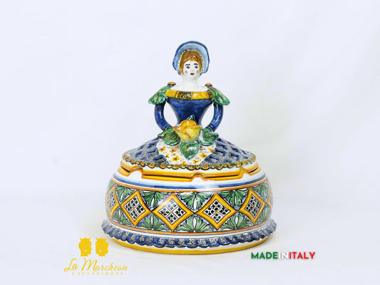 Dama Bambola contenitore porta gioie in ceramica di Caltagirone