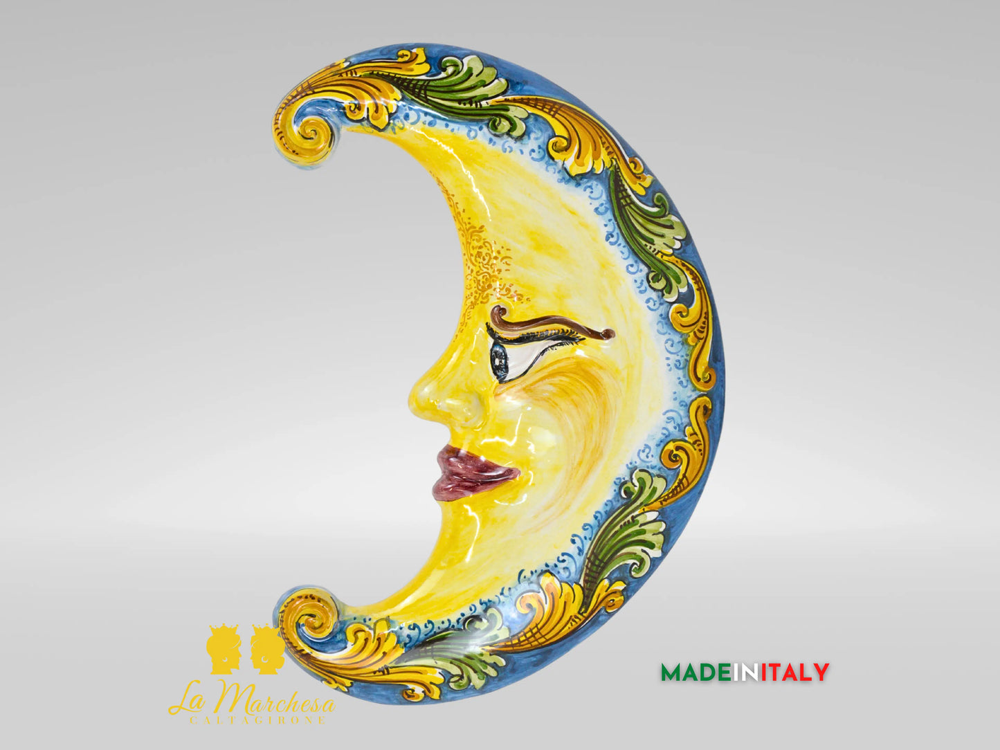 Decorazione da Parete Luna in Ceramica di Caltagirone - Vari Decori