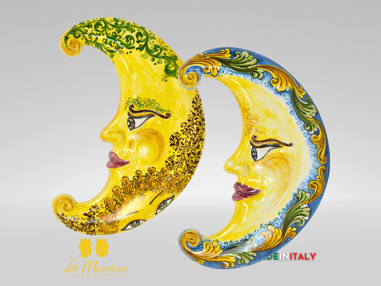 Decorazione da Parete Luna in Ceramica di Caltagirone - Vari Decori