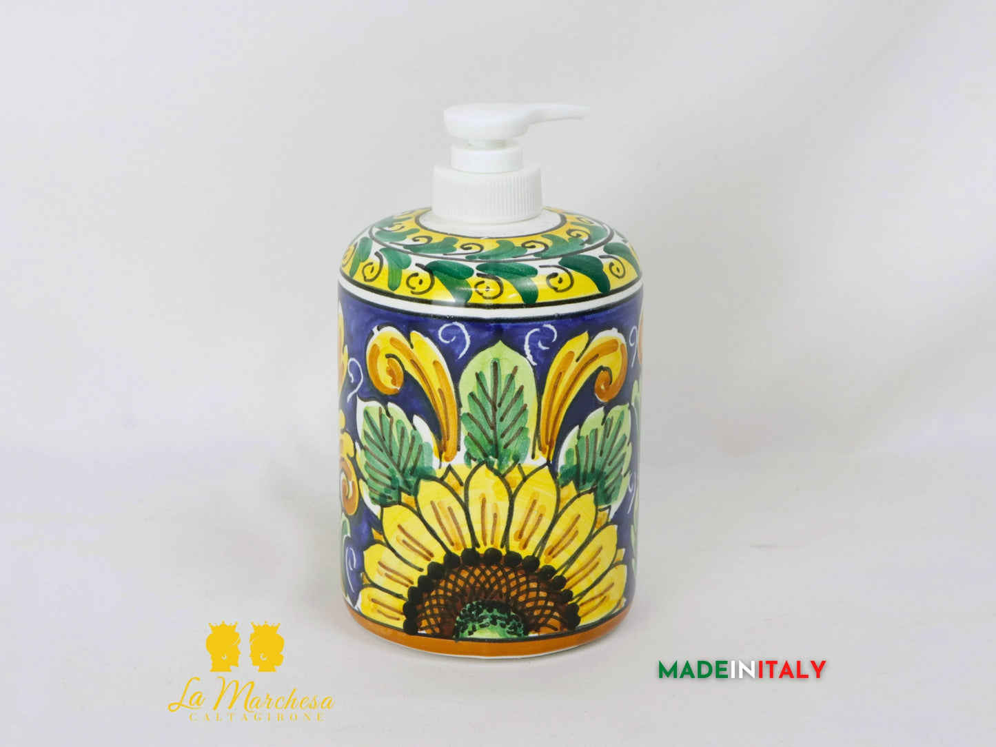 Dispenser Decorato Sapone Liquido in Ceramica di Caltagirone - Vari Decori