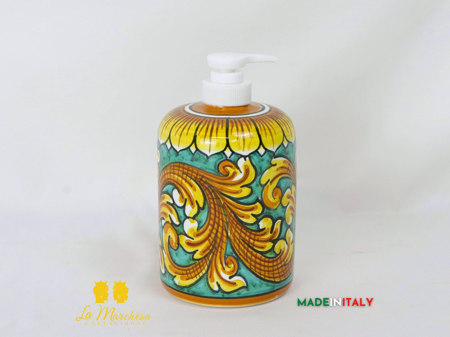 Dispenser Decorato Sapone Liquido in Ceramica di Caltagirone - Vari Decori