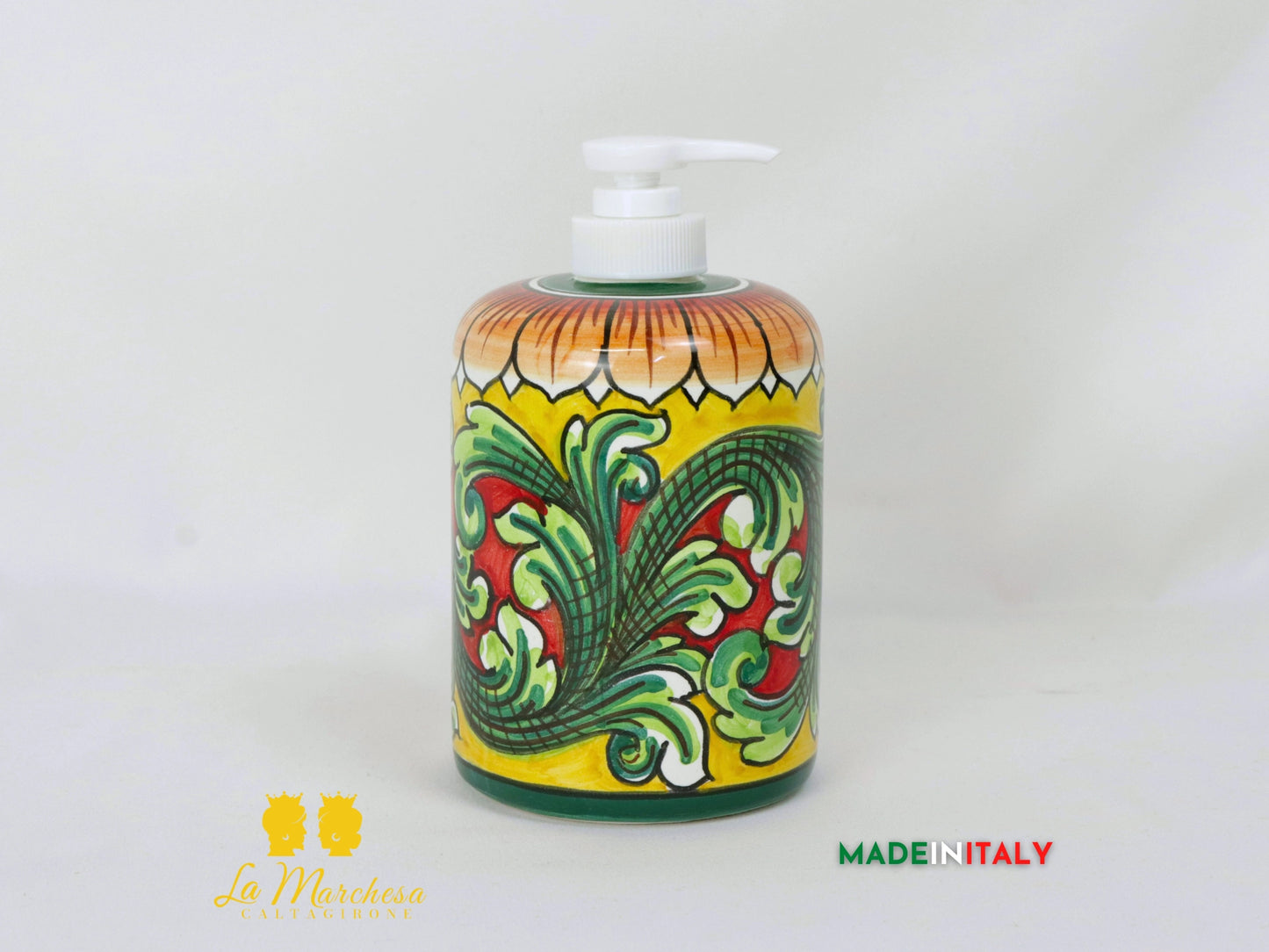 Dispenser Decorato Sapone Liquido in Ceramica di Caltagirone - Vari Decori