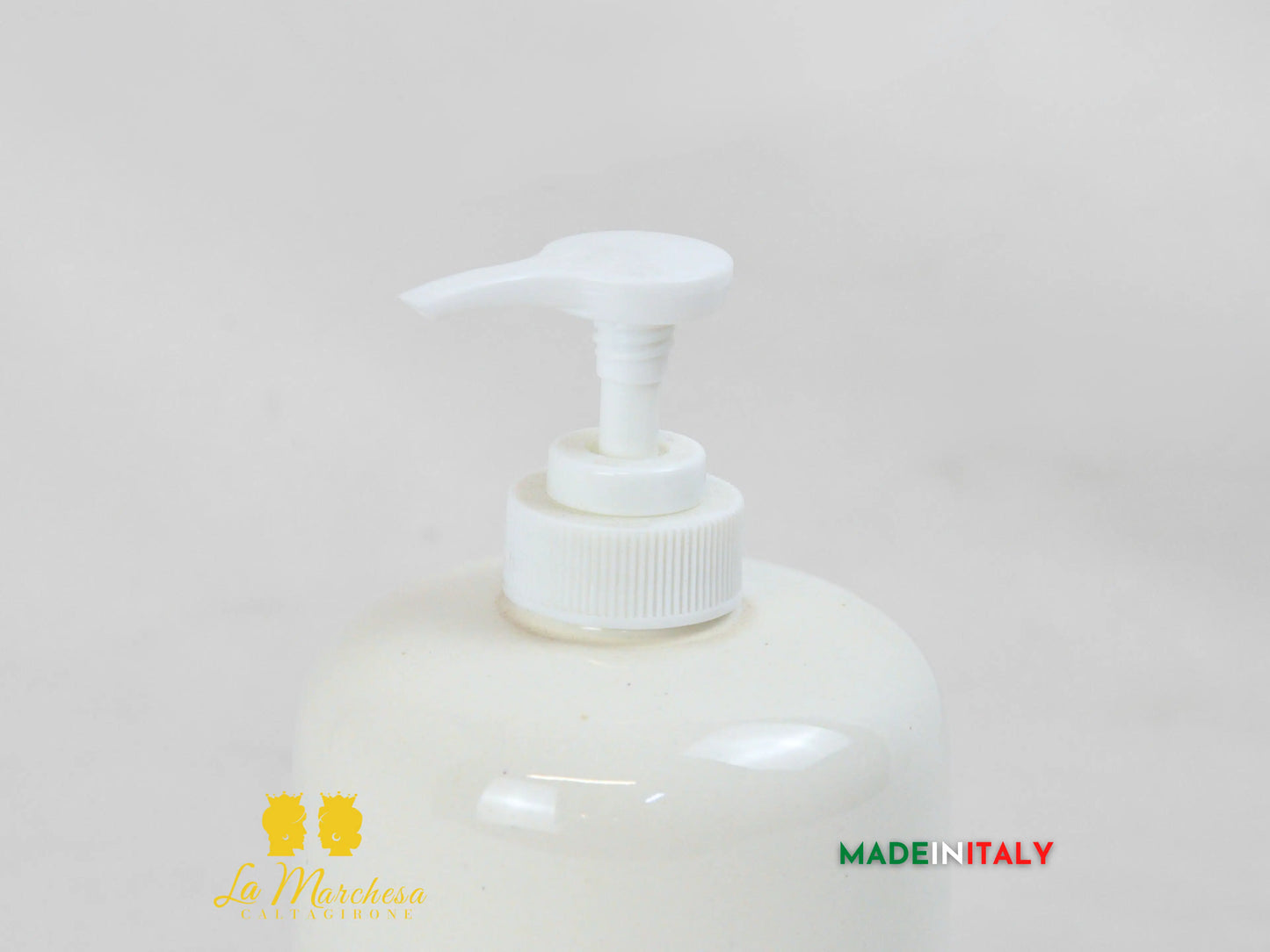 Dispenser per sapone in Ceramica di Caltagirone Monocolore Bianco