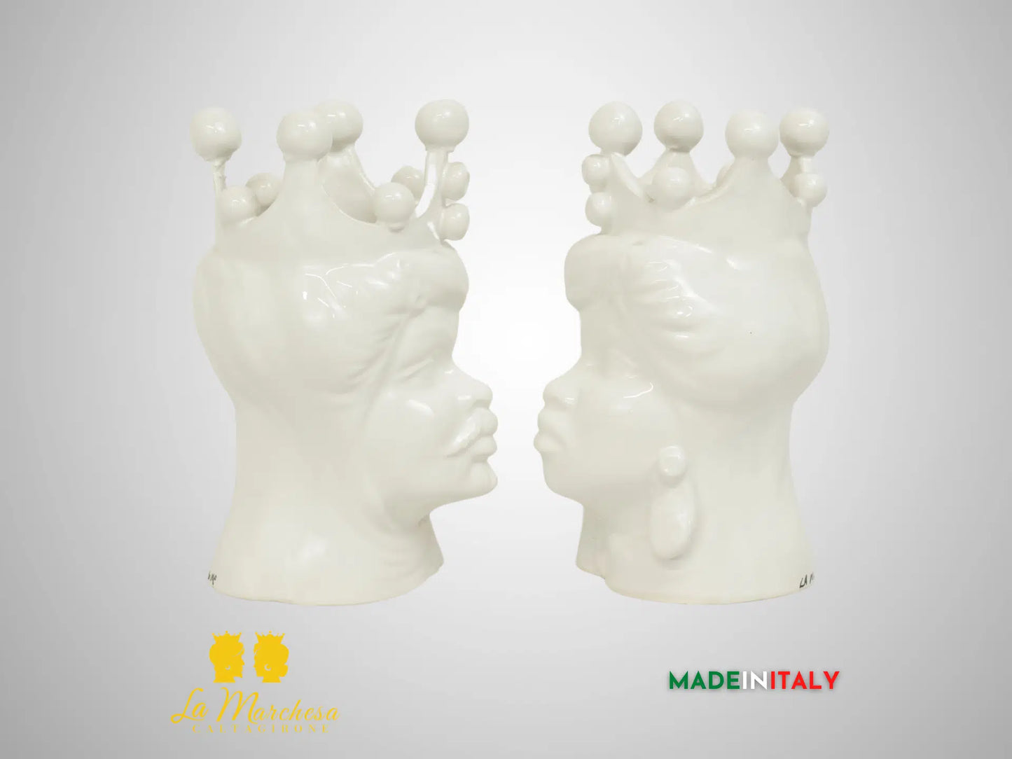 FINE SERIE - Teste di Moro Bianca in Ceramica di Caltagirone 18cm