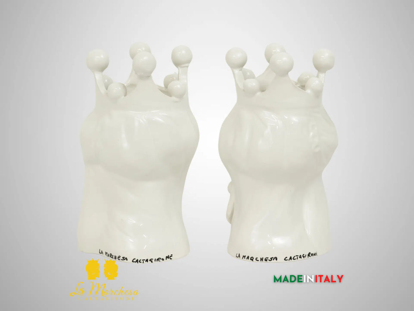 FINE SERIE - Teste di Moro Bianca in Ceramica di Caltagirone 18cm