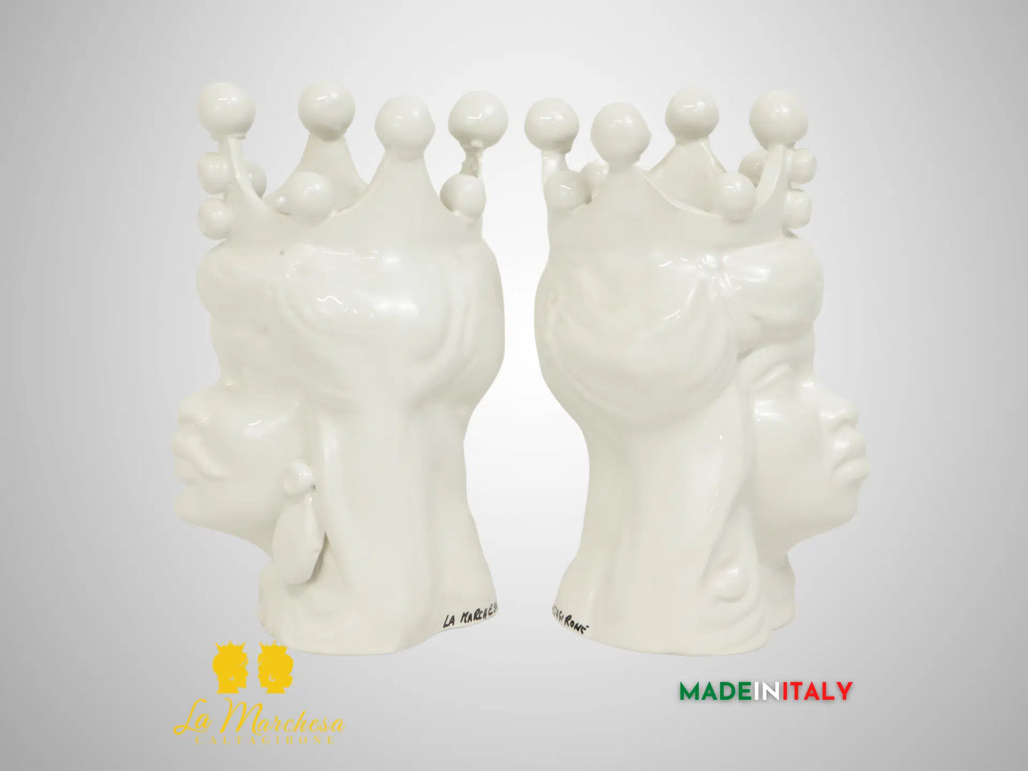 FINE SERIE - Teste di Moro Bianca in Ceramica di Caltagirone 18cm