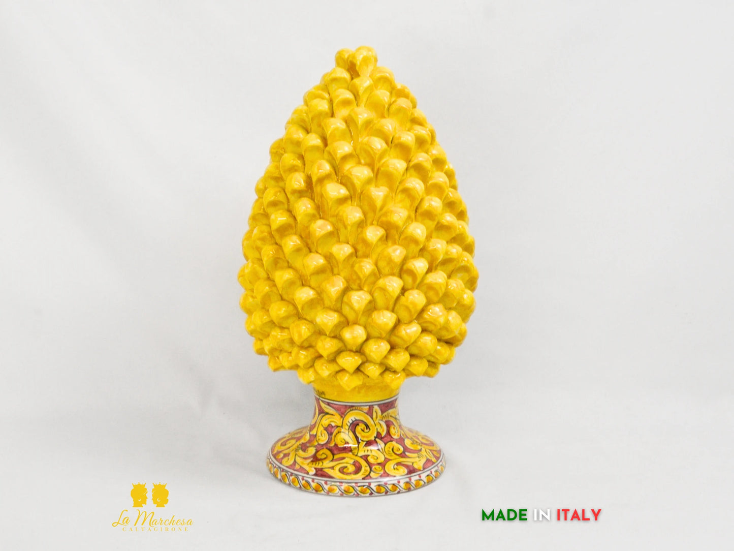FINE SERIE - Pigna Siciliana in Ceramica di Caltagirone Giallo 37cm