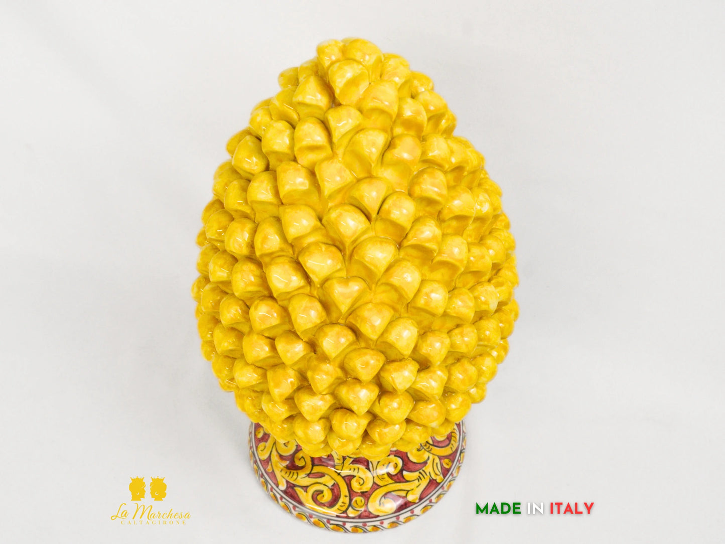 FINE SERIE - Pigna Siciliana in Ceramica di Caltagirone Giallo 37cm