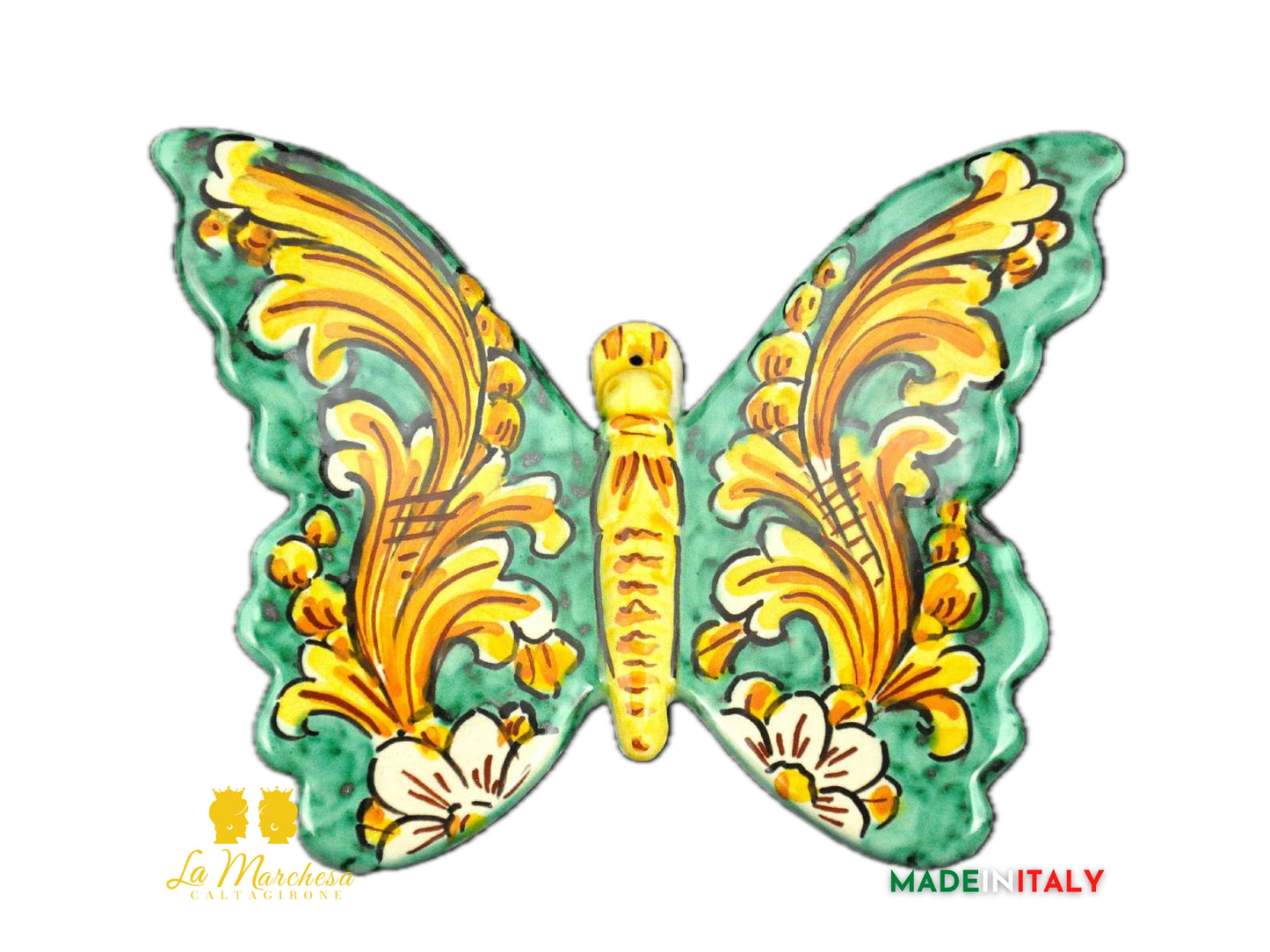 Farfalla in Ceramica di Caltagirone 16cm - Vari Decori