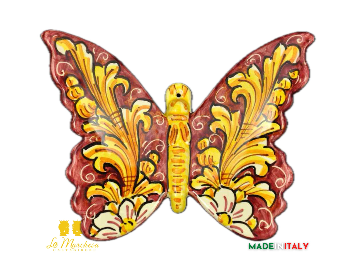 Farfalla in Ceramica di Caltagirone 16cm - Vari Decori