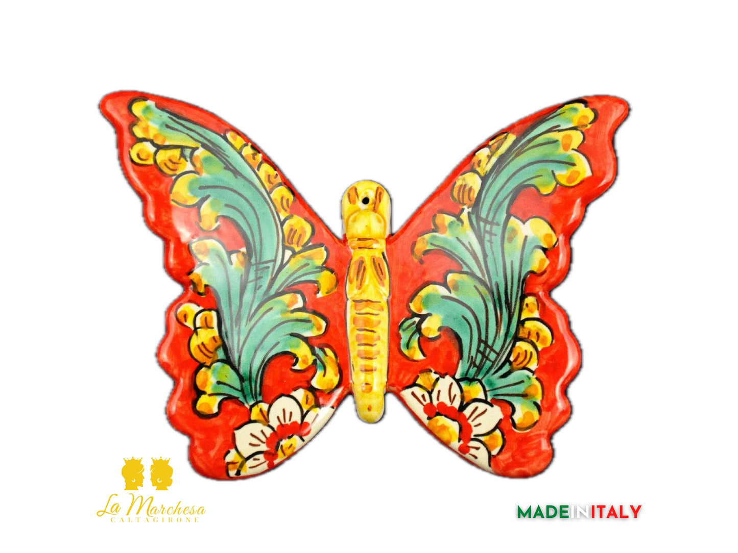 Farfalla in Ceramica di Caltagirone 16cm - Vari Decori