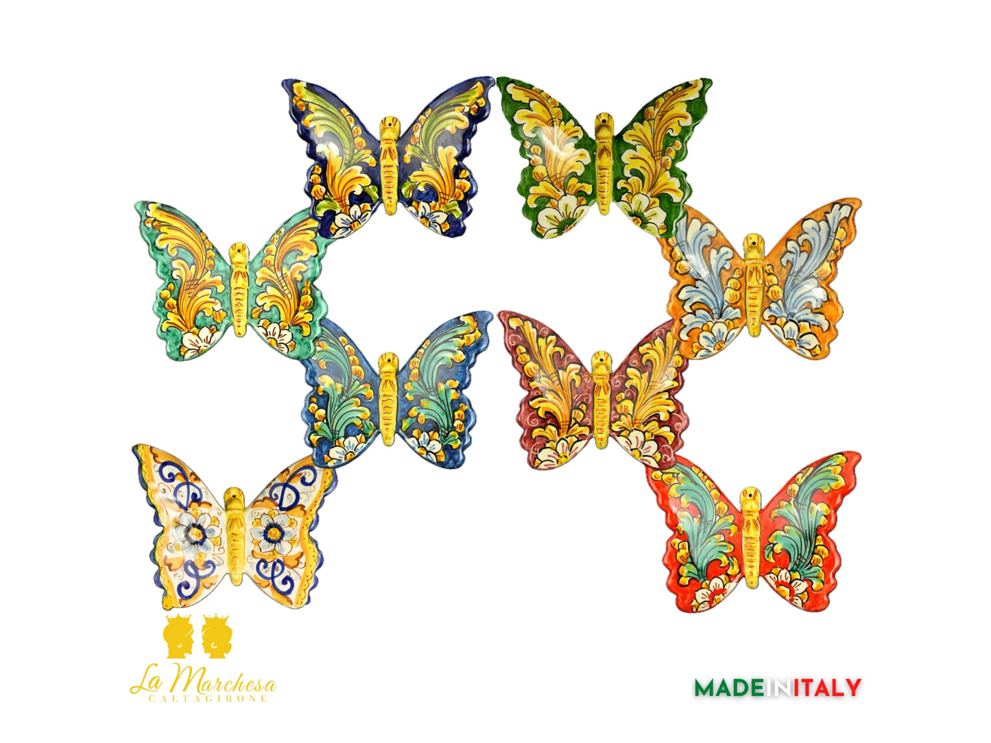 Farfalla in Ceramica di Caltagirone 16cm - Vari Decori