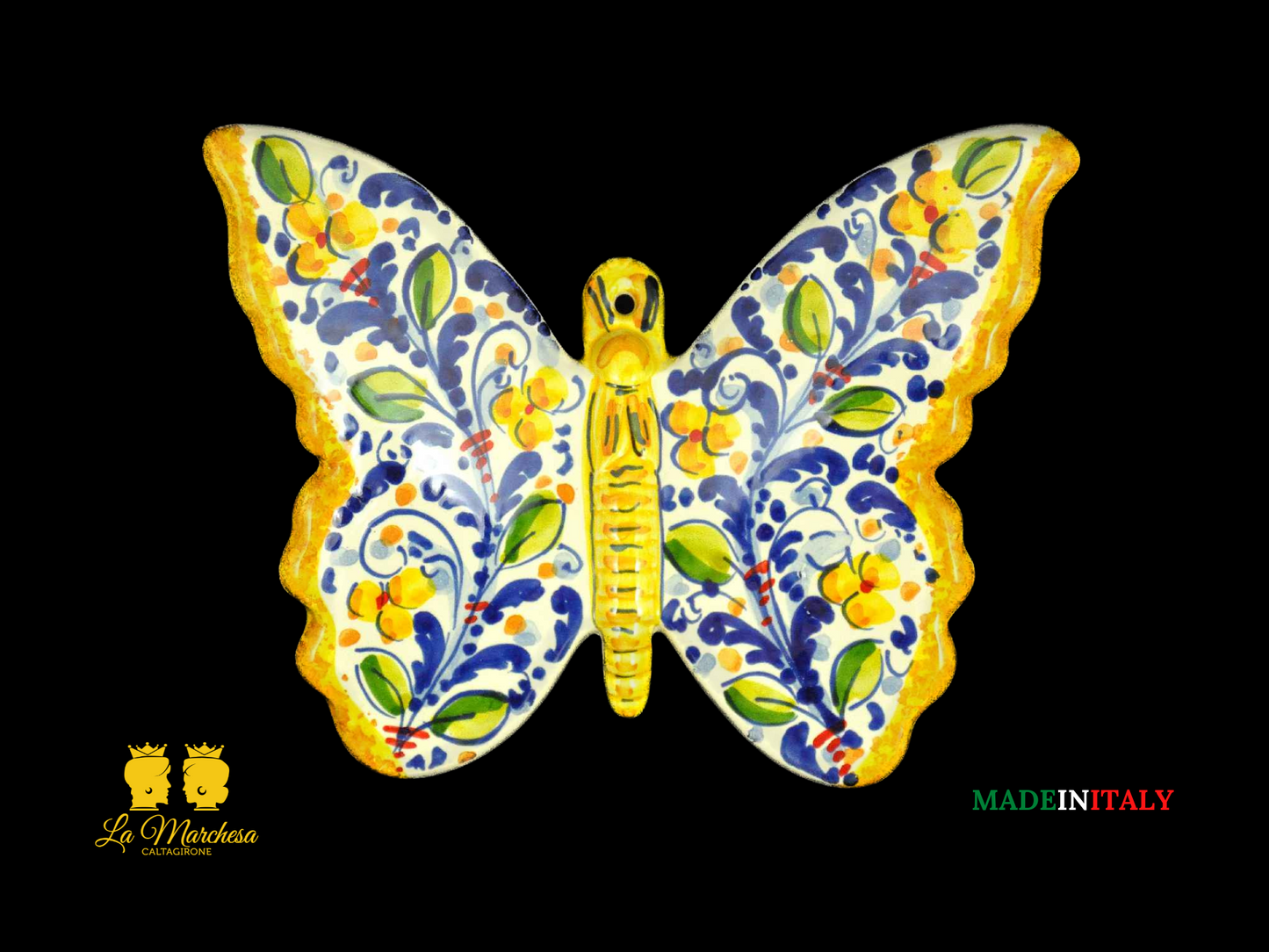 Farfalla in Ceramica di Caltagirone 24cm - '600 Decorazioni Assortite