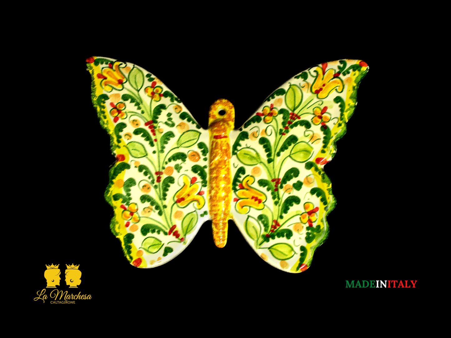 Farfalla in Ceramica di Caltagirone 24cm - '600 verde