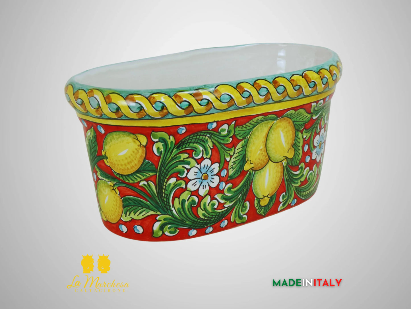 Fioriera Ovale in Ceramica di Caltagirone 37cm - Vari Decori