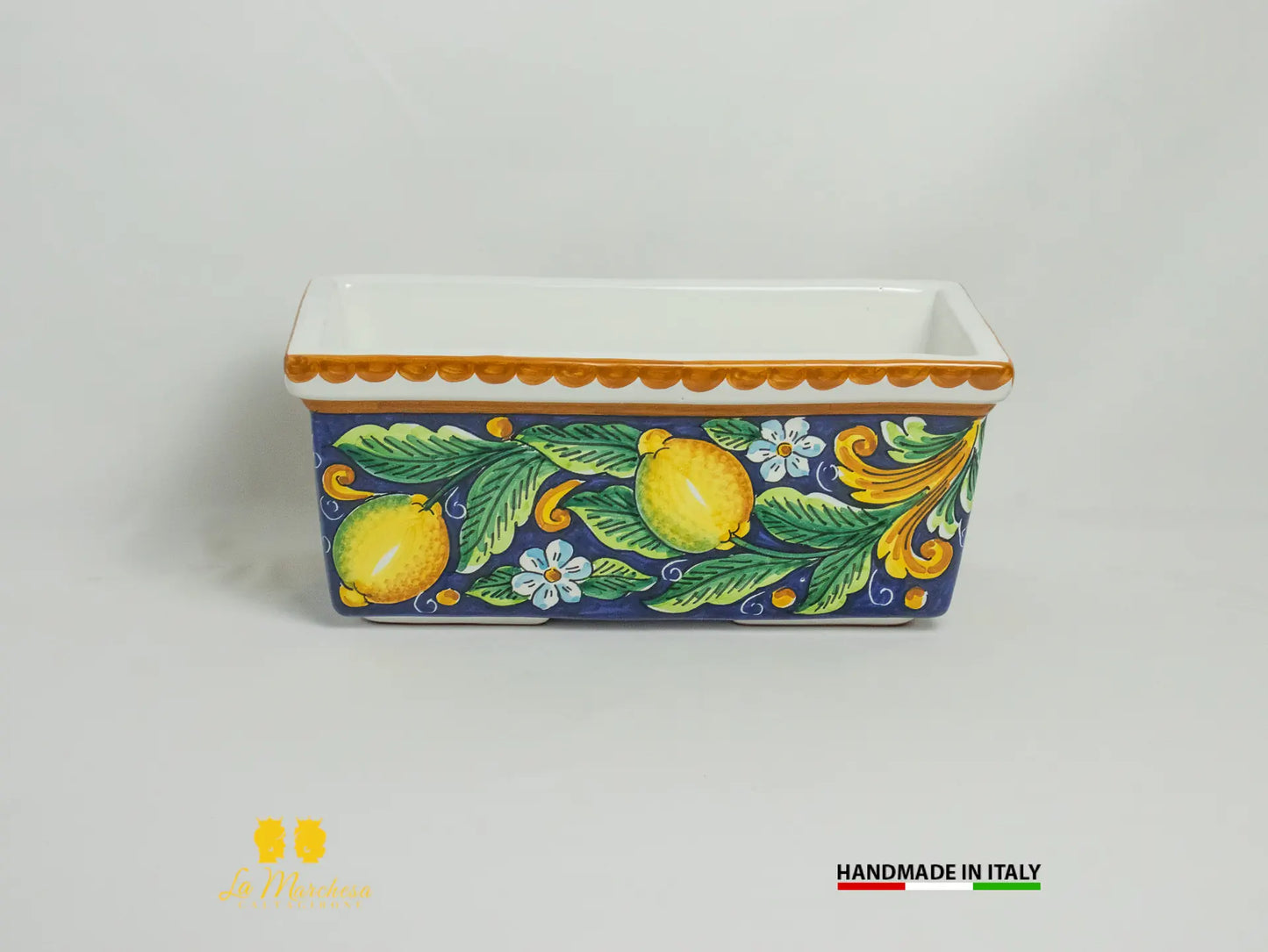 Fioriera Rettangolare in Ceramica di Caltagirone Limoni 32cm - Vari Colori