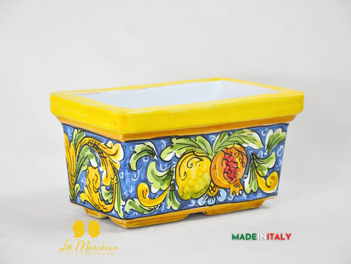 Fioriera da esterno rettangolare ceramica di Caltagirone 23cm - Vari Decori
