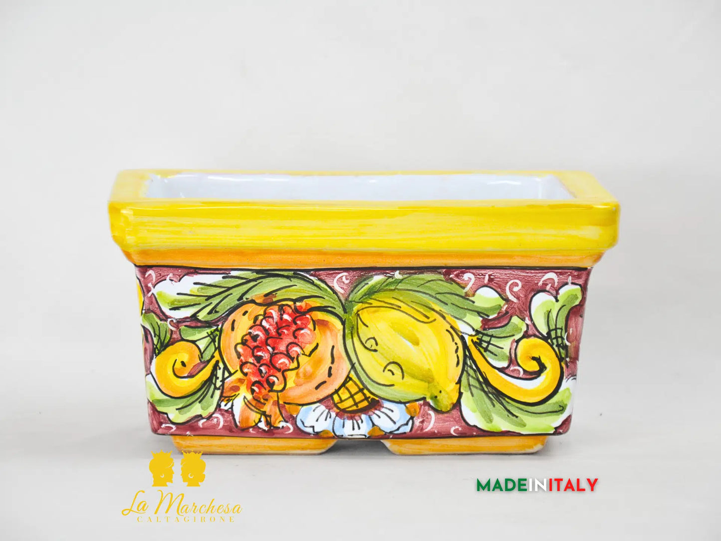 Fioriera da esterno rettangolare ceramica di Caltagirone 23cm - Vari Decori
