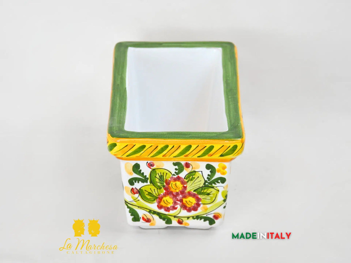 Fioriera da esterno rettangolare ceramica di Caltagirone 23cm - Vari Decori
