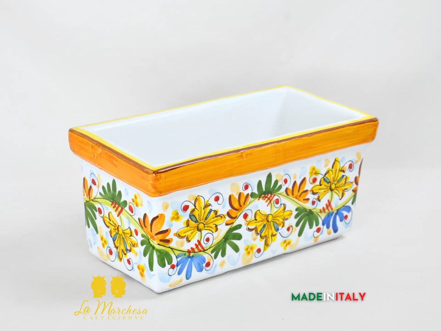 Fioriera da esterno in Ceramica di Caltagirone rettangolare 31cm - Vari Decori