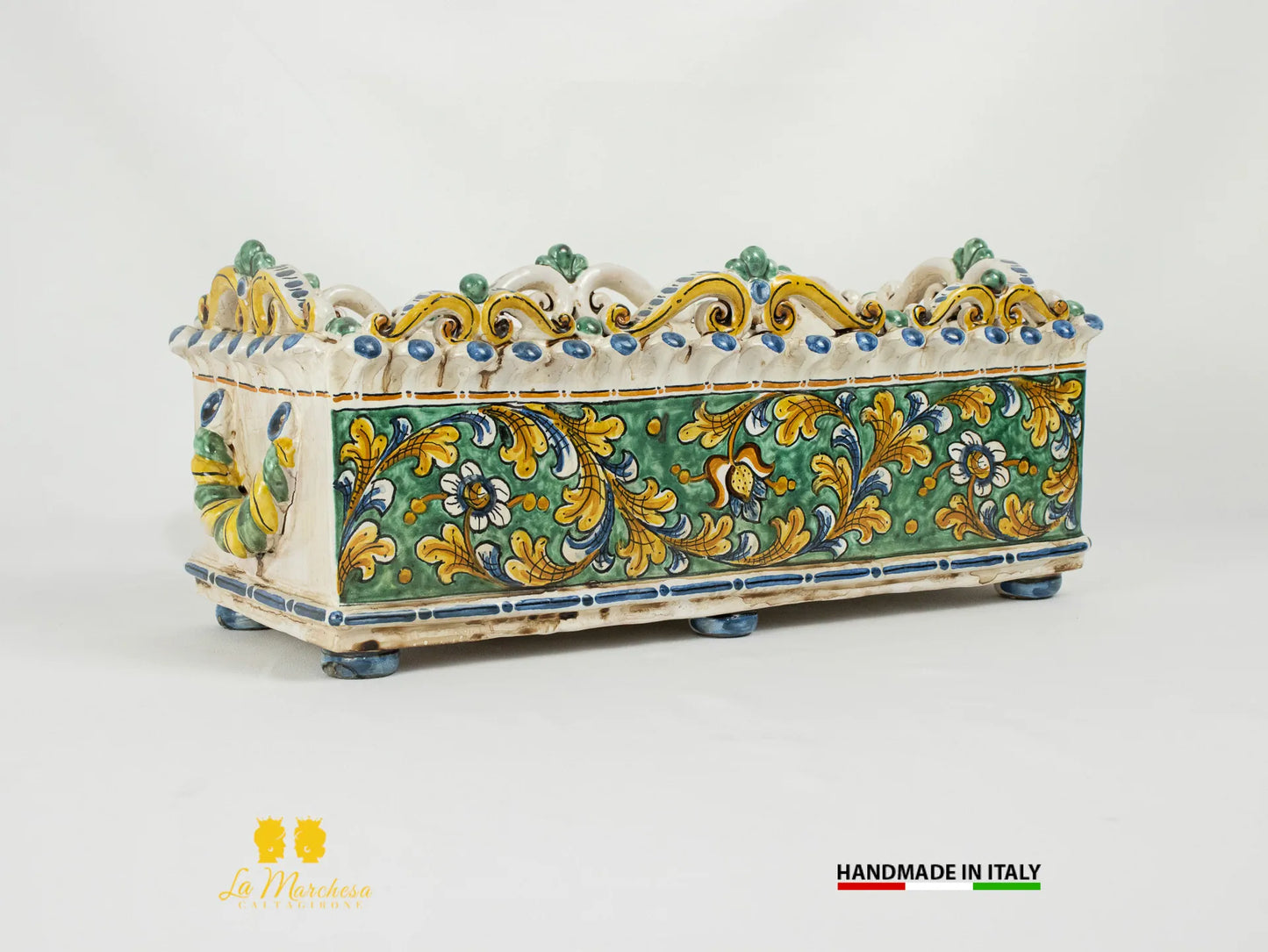 Vaso Fioriera in Ceramica di Caltagirone Applicazioni Barocche - Vari Modelli
