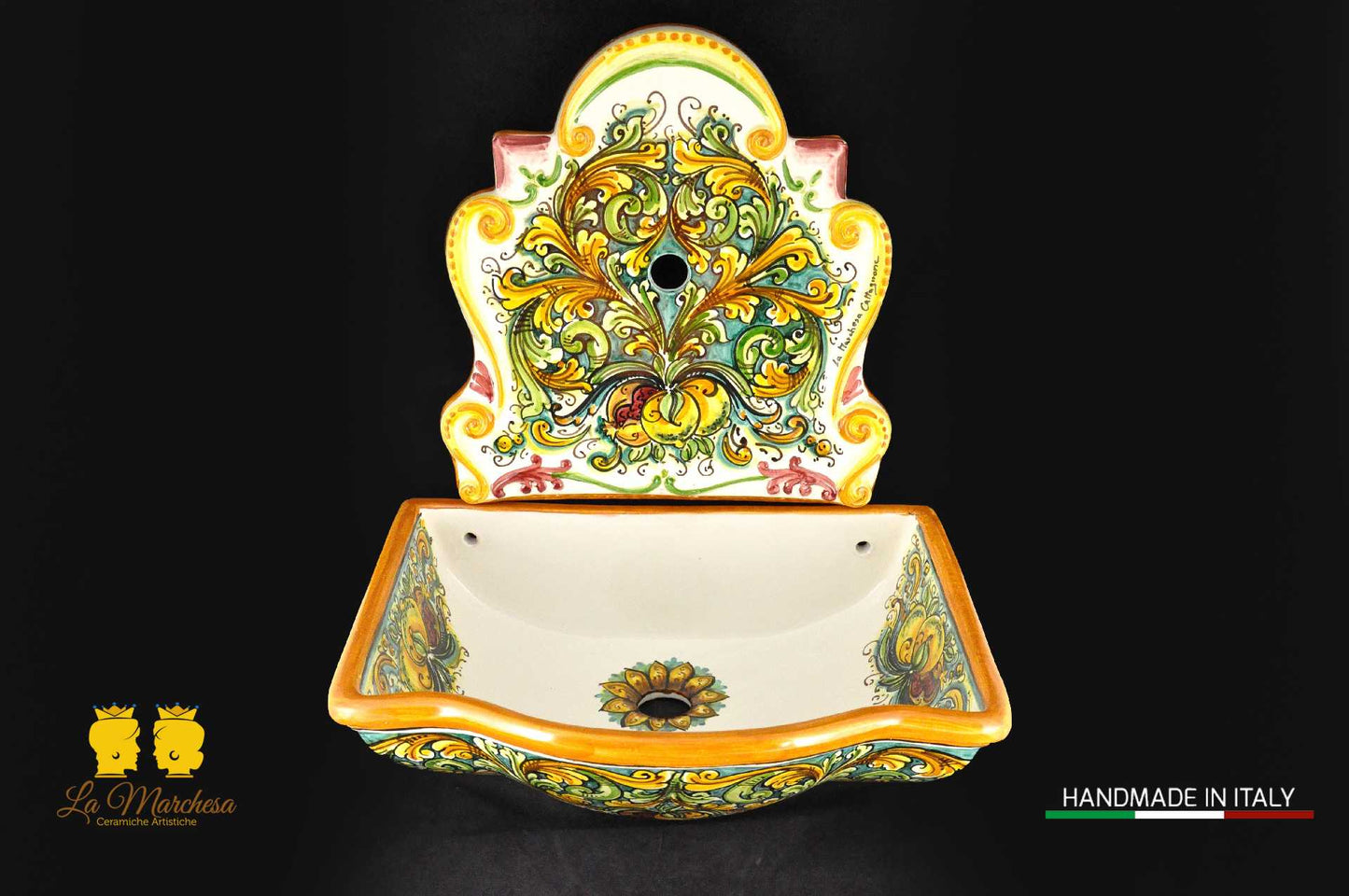 Fontana da giardino a muro Siciliana per esterno in Ceramica di Caltagirone