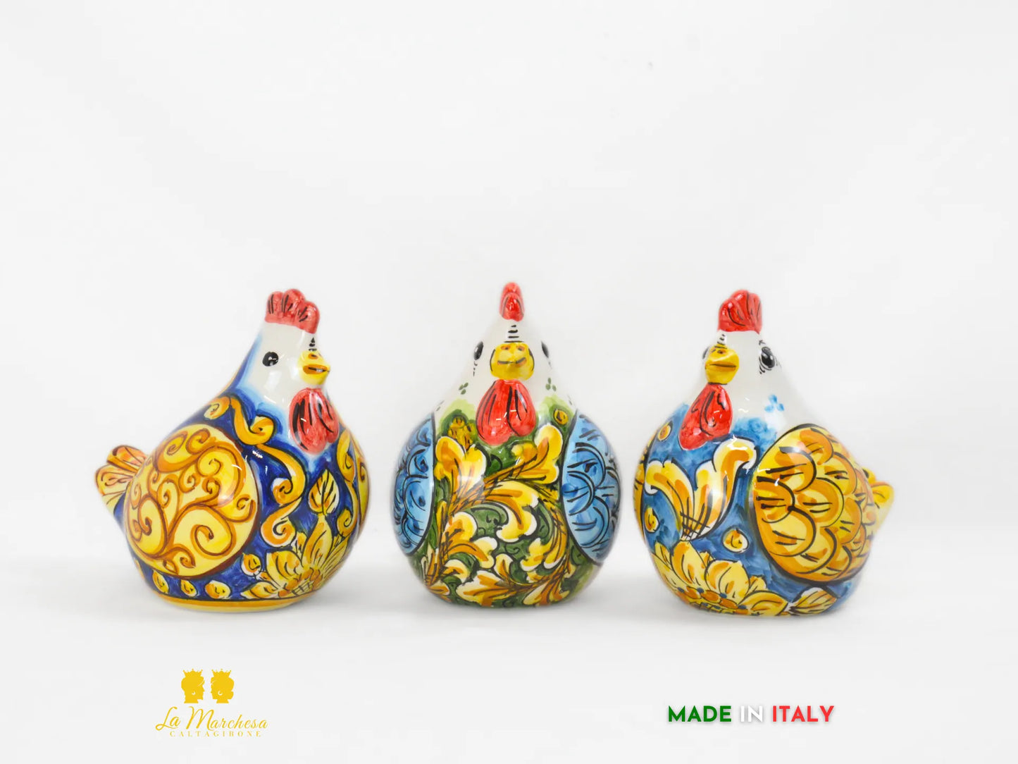 Gallina in Ceramica di Caltagirone decorata