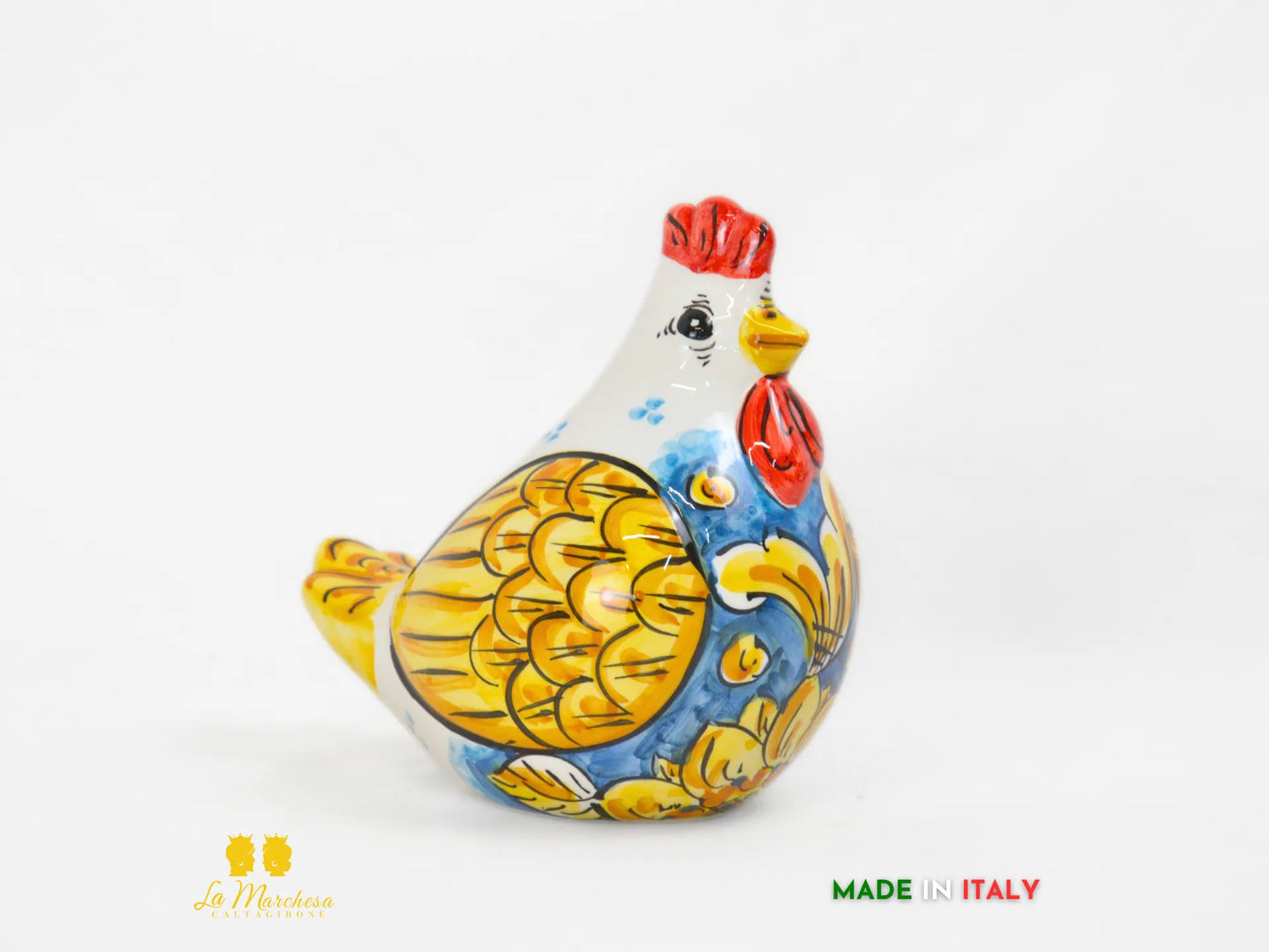 Gallina in Ceramica di Caltagirone decorata