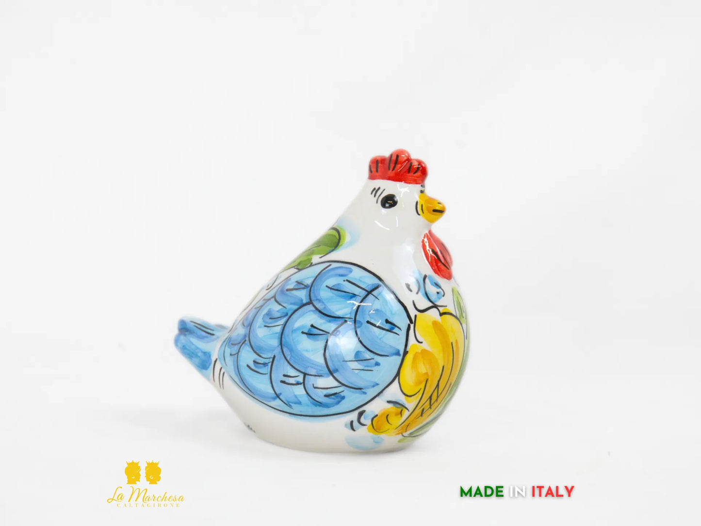 Gallina in Ceramica di Caltagirone decorata
