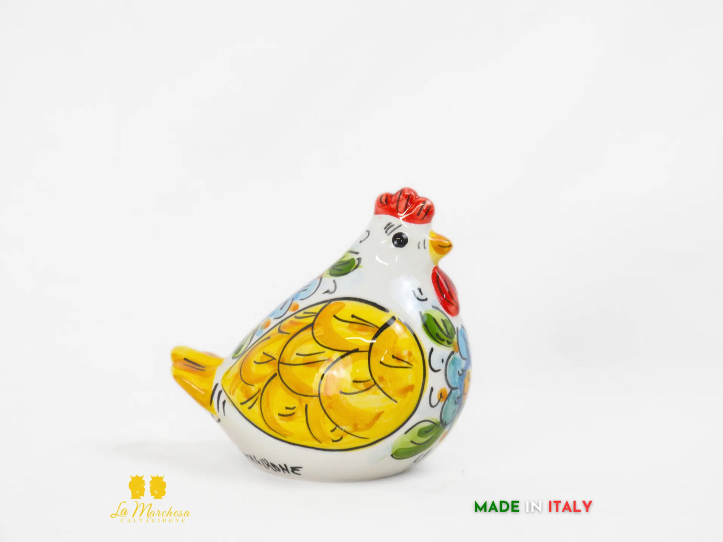 Gallina in Ceramica di Caltagirone decorata
