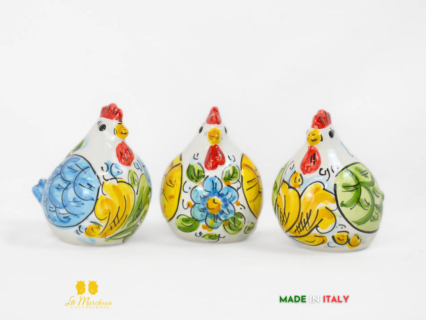 Gallinelle in Ceramica decorate a mano
